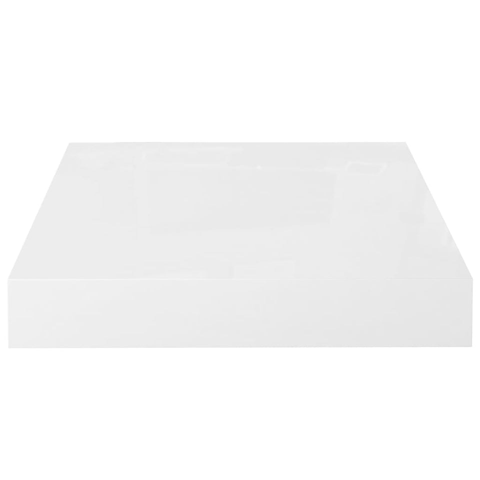 Floating Wall Shelves 2 pcs High Gloss White 23x23.5x3.8 cm MDF