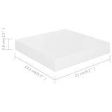 Floating Wall Shelves 2 pcs High Gloss White 23x23.5x3.8 cm MDF