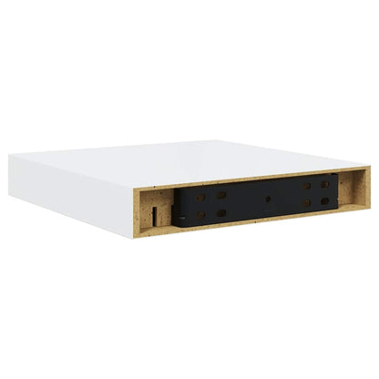 vidaXL Wall Shelf Set of 2 High gloss white Honeycomb MDF, metal Small