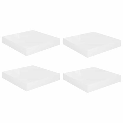 Floating Wall Shelves 4 pcs High Gloss White 23x23.5x3.8 cm MDF