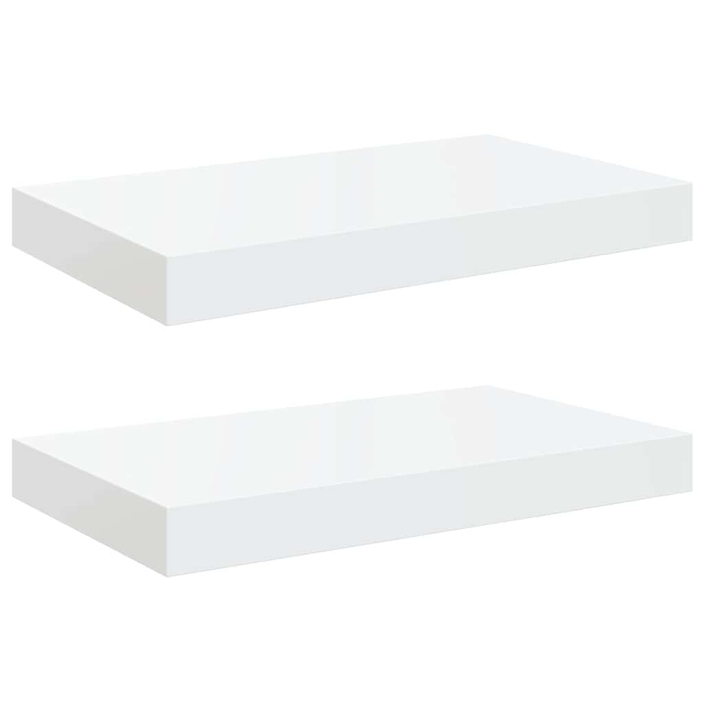 Wall Shelf Set of 2 High gloss white Honeycomb MDF, metal frame