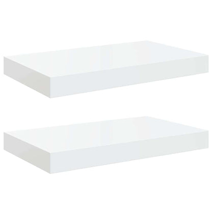 Wall Shelf Set of 2 High gloss white Honeycomb MDF, metal frame