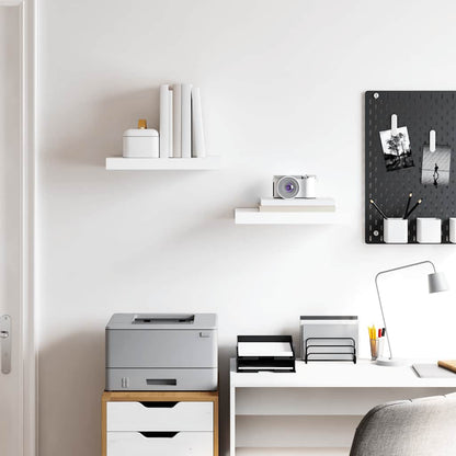 Wall Shelf Set of 2 High gloss white Honeycomb MDF, metal frame