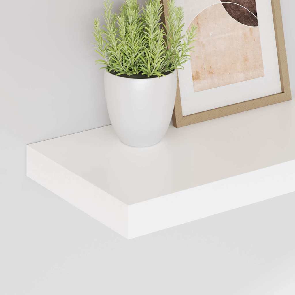 Wall Shelf Set of 2 High gloss white Honeycomb MDF, metal frame