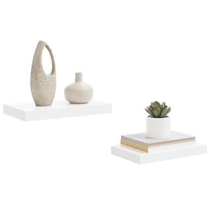 Wall Shelf Set of 2 High gloss white Honeycomb MDF, metal frame