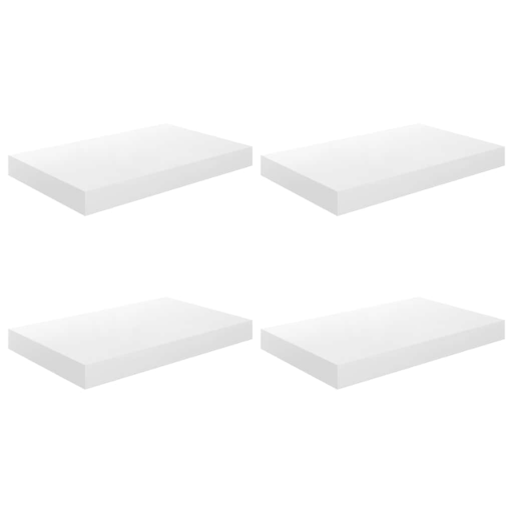 Floating Wall Shelves 4 pcs High Gloss White 40x23x3.8 cm MDF
