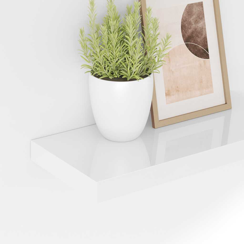 Floating Wall Shelves 4 pcs High Gloss White 40x23x3.8 cm MDF