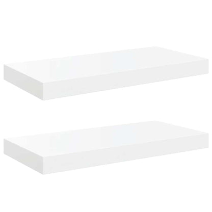 Floating Wall Shelves 2 pcs High Gloss White 19.7"x9.1"x1.5" MDF