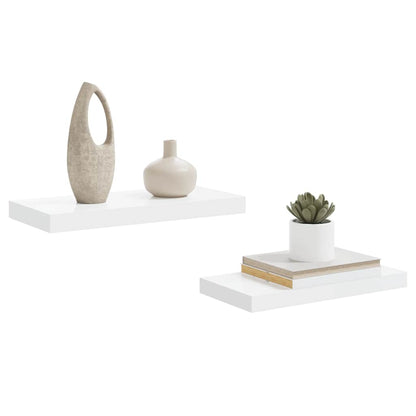 Floating Wall Shelves 2 pcs High Gloss White 19.7"x9.1"x1.5" MDF