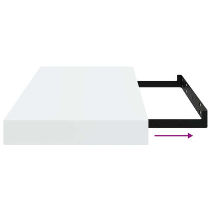 Floating Wall Shelves 2 pcs High Gloss White 19.7"x9.1"x1.5" MDF