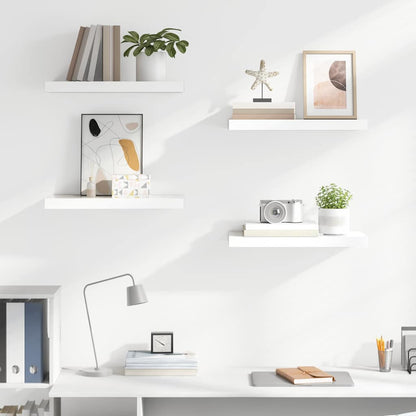 Floating Wall Shelves 4 pcs High Gloss White 50x23x3.8 cm MDF