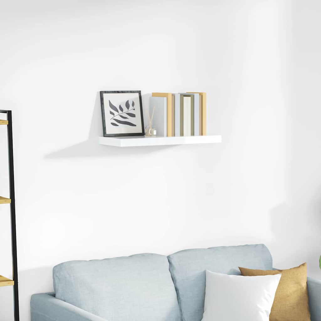 Floating Wall Shelf High Gloss White 60x23.5x3.8 cm MDF
