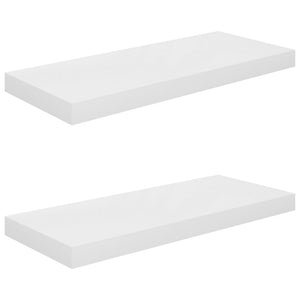 Floating Wall Shelves 2 pcs High Gloss White 60x23.5x3.8 cm MDF