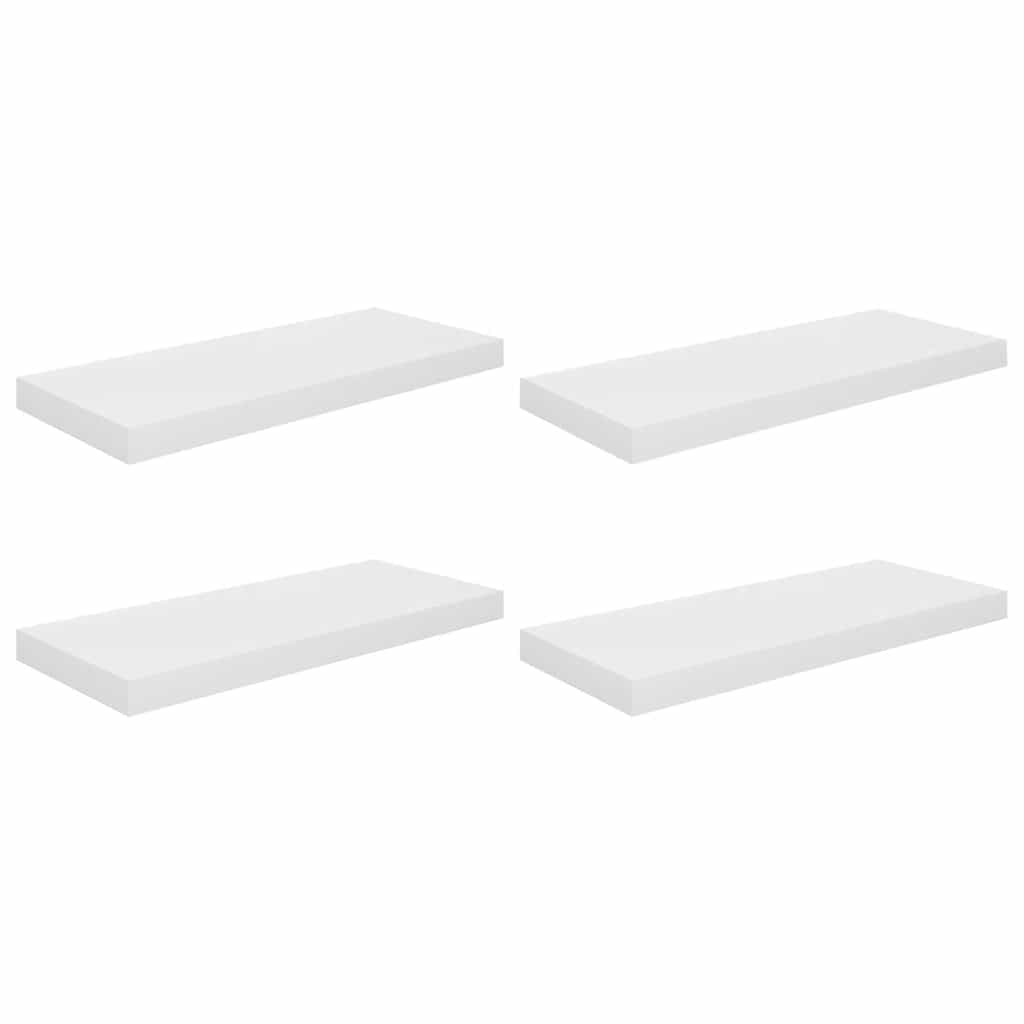 Floating Wall Shelves 4 pcs High Gloss White 60x23.5x3.8 cm MDF