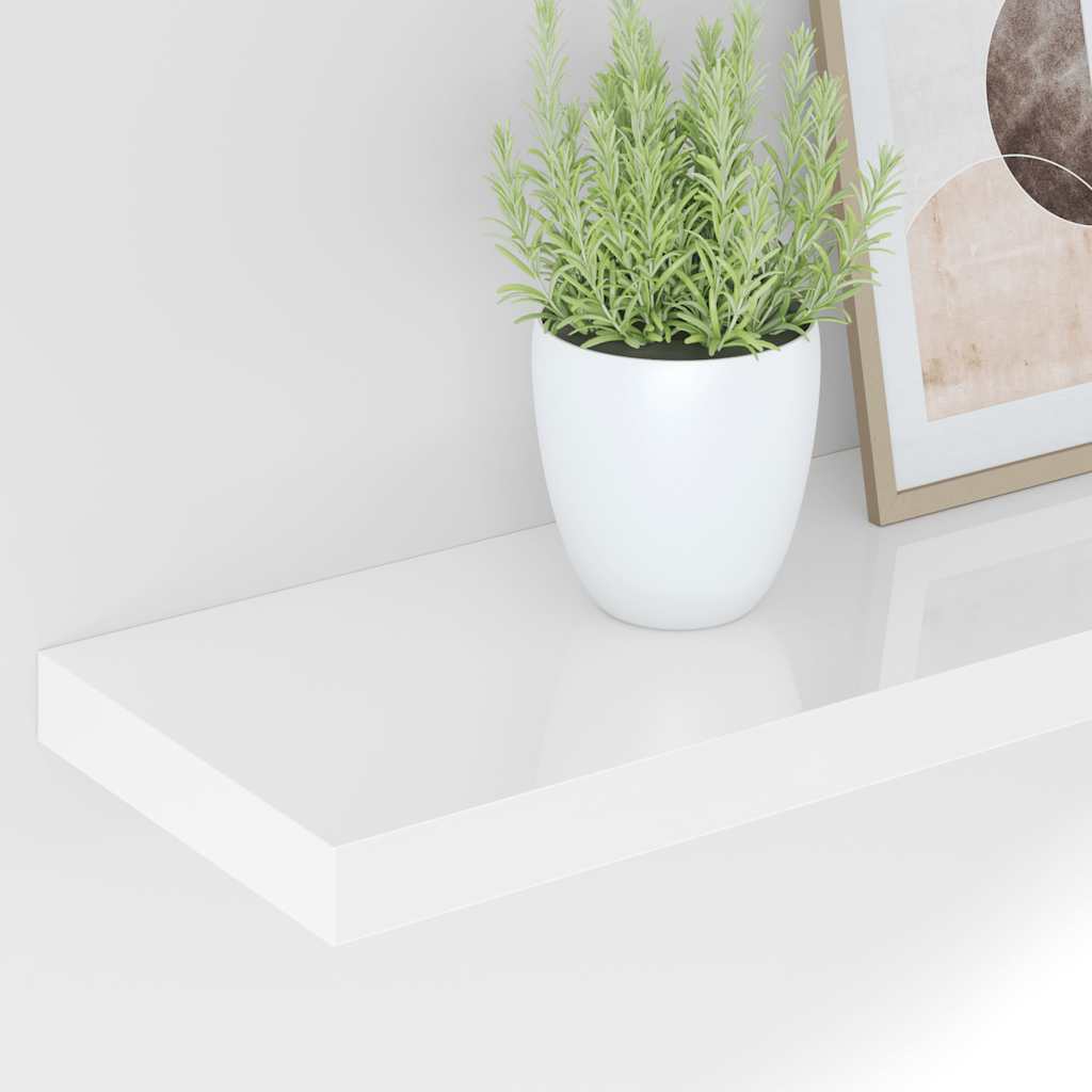 Floating Wall Shelves 4 pcs High Gloss White 60x23.5x3.8 cm MDF