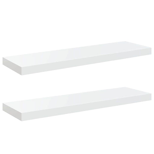 Wall Shelf | Set of 2 | High gloss white | Honeycomb MDF, metal | Medium