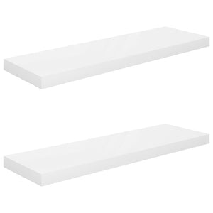 Floating Wall Shelves 2 pcs High Gloss White 80x23.5x3.8 cm MDF