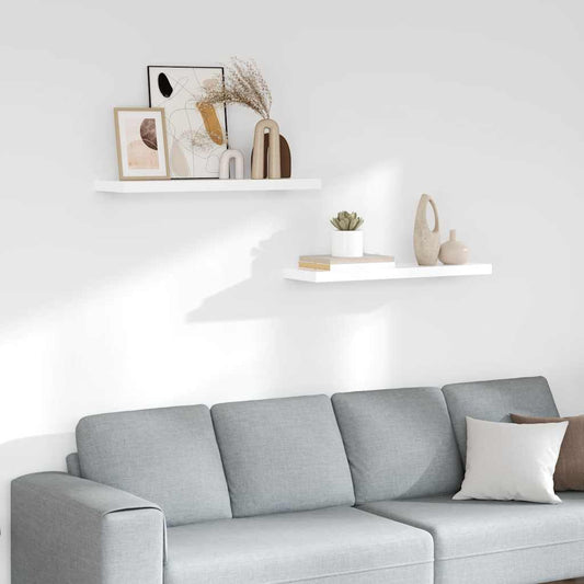 Wall Shelf | Set of 2 | High gloss white | Honeycomb MDF, metal | Medium