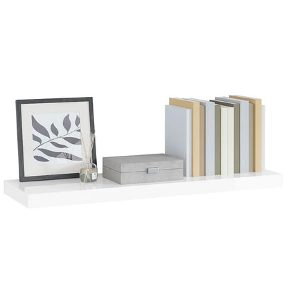 Floating Wall Shelf High Gloss White 90x23.5x3.8 cm MDF
