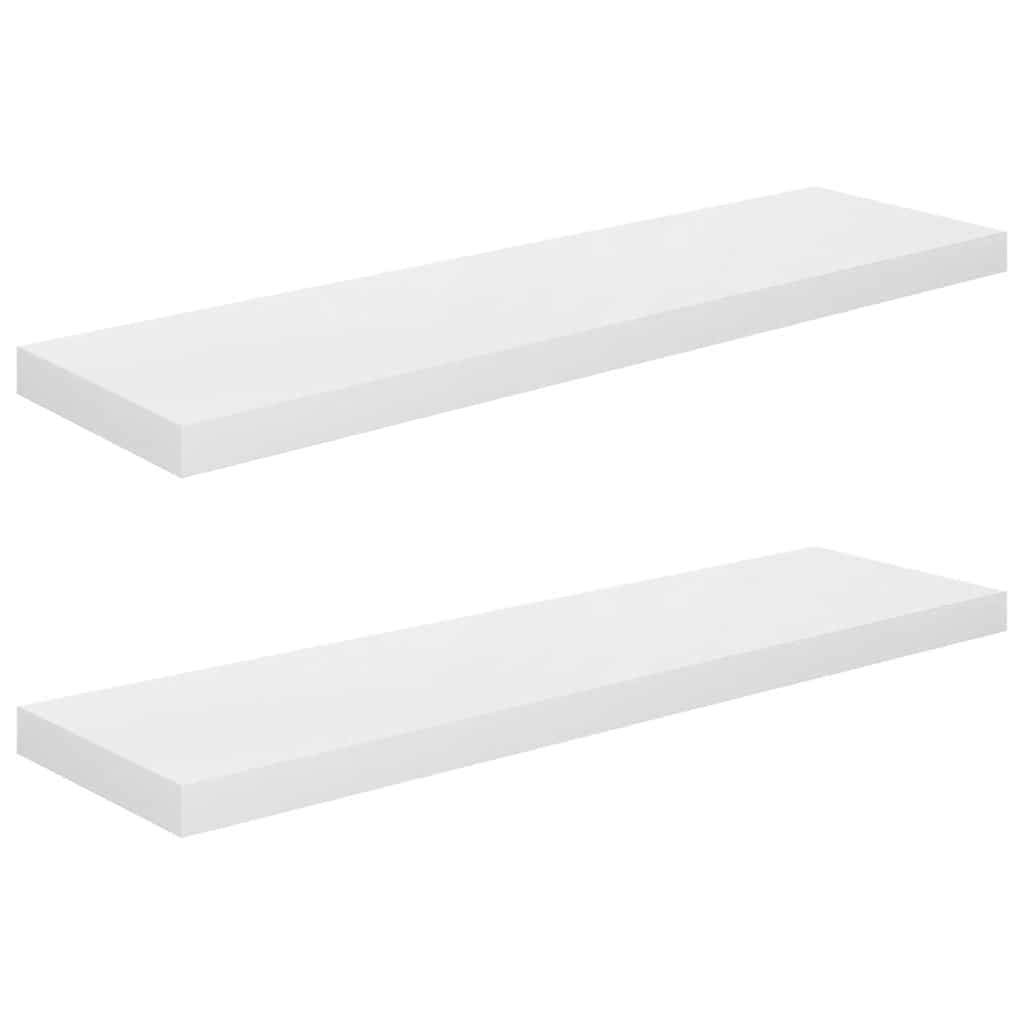 vidaXL Wall Shelf Set of 2 High gloss white Honeycomb MDF, metal Small
