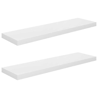 vidaXL Wall Shelf Set of 2 High gloss white Honeycomb MDF, metal Small