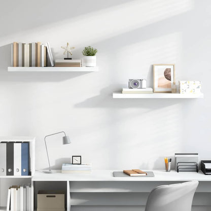 vidaXL Wall Shelf Set of 2 High gloss white Honeycomb MDF, metal Small