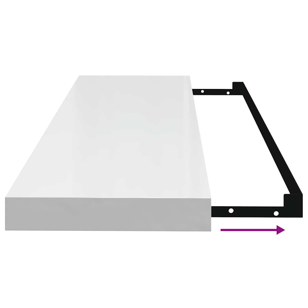 vidaXL Wall Shelf Set of 2 High gloss white Honeycomb MDF, metal Small