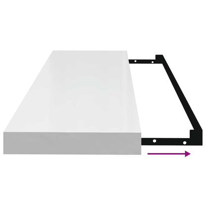 vidaXL Wall Shelf Set of 2 High gloss white Honeycomb MDF, metal Small