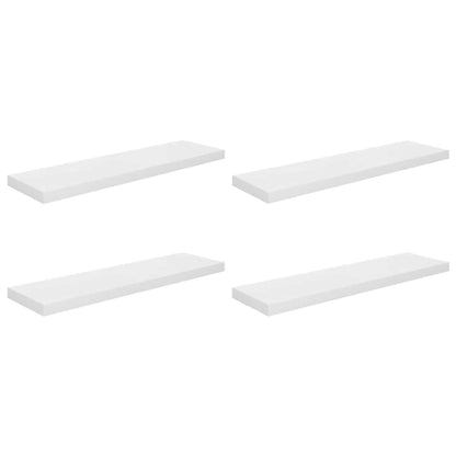 Floating Wall Shelves 4 pcs High Gloss White 90x23.5x3.8 cm MDF
