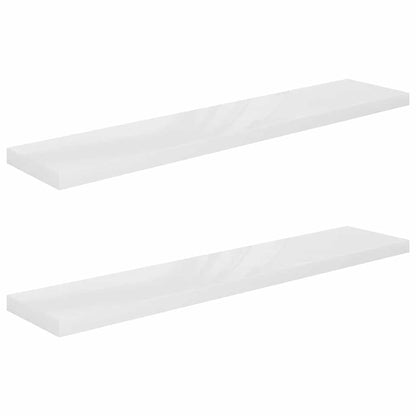 Floating Wall Shelves 2 pcs High Gloss White 120x23.5x3.8 cm MDF