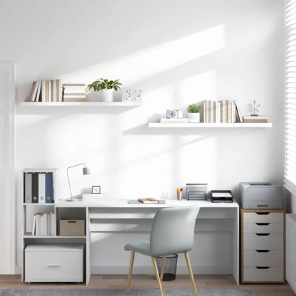 Floating Wall Shelves 2 pcs High Gloss White 120x23.5x3.8 cm MDF