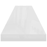 Floating Wall Shelves 2 pcs High Gloss White 120x23.5x3.8 cm MDF