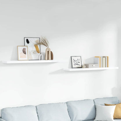 Floating Wall Shelves 2 pcs High Gloss White 120x23.5x3.8 cm MDF