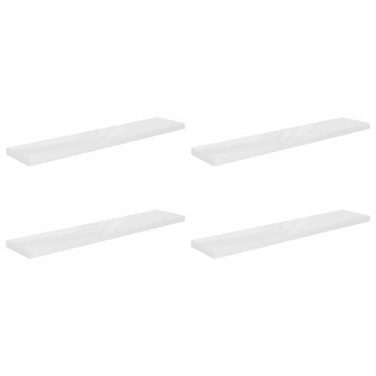 Floating Wall Shelves 4 pcs High Gloss White 120x23.5x3.8 cm MDF