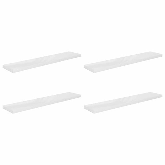 Wall Shelf | Set of 4 | High gloss white | Honeycomb MDF, metal