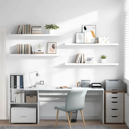 Floating Wall Shelves 4 pcs High Gloss White 120x23.5x3.8 cm MDF