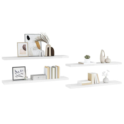 Floating Wall Shelves 4 pcs High Gloss White 120x23.5x3.8 cm MDF