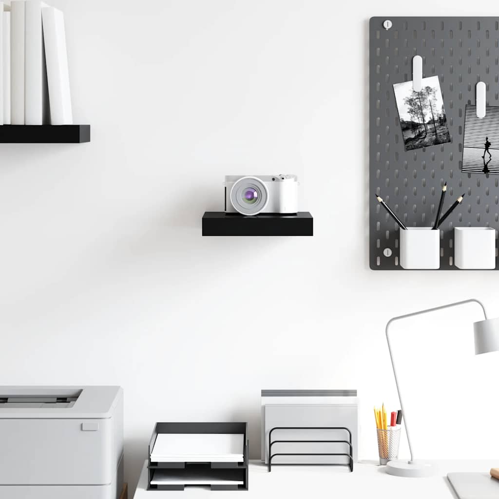 vidaXL Wall Shelf High gloss black Honeycomb MDF, metal Small