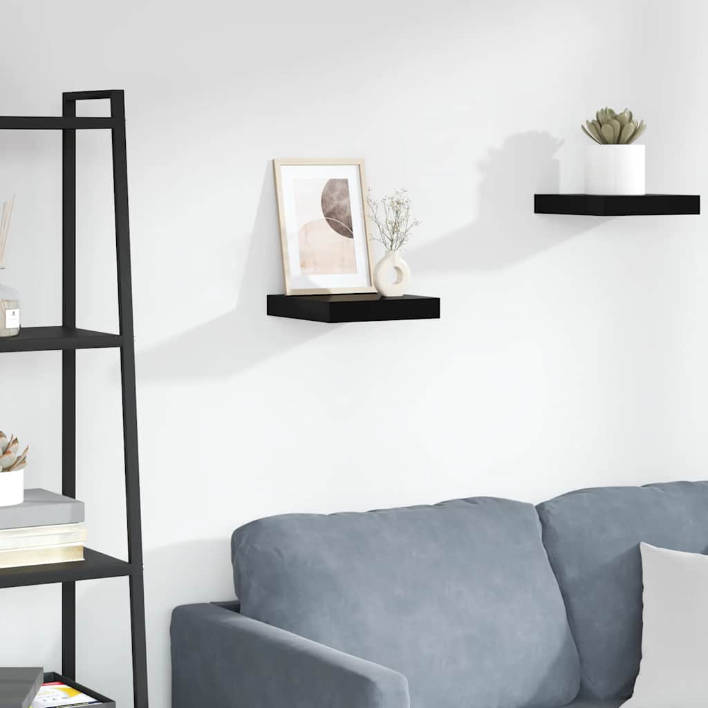 vidaXL Wall Shelf High gloss black Honeycomb MDF, metal Small
