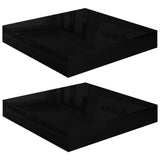 Floating Wall Shelves 2 pcs High Gloss Black 23x23.5x3.8 cm MDF