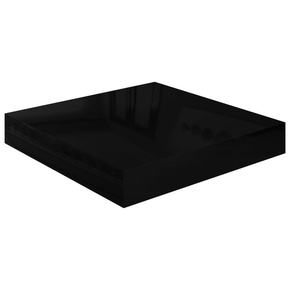 Floating Wall Shelves 2 pcs High Gloss Black 23x23.5x3.8 cm MDF