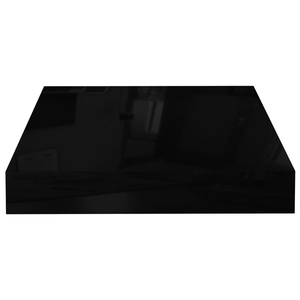 Floating Wall Shelves 2 pcs High Gloss Black 23x23.5x3.8 cm MDF