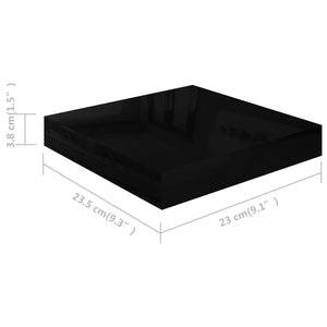 Floating Wall Shelves 2 pcs High Gloss Black 23x23.5x3.8 cm MDF