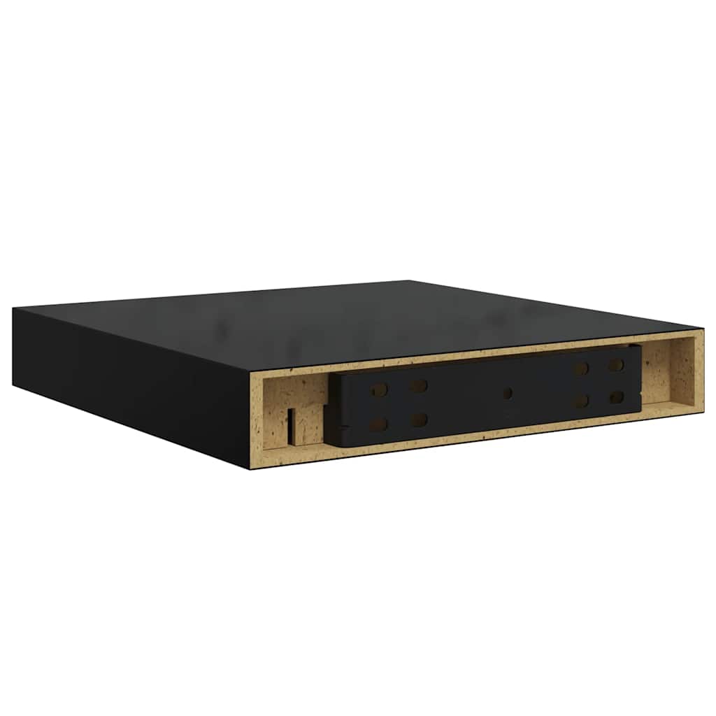 Wall Shelf Set of 2 High gloss black Honeycomb MDF, metal
