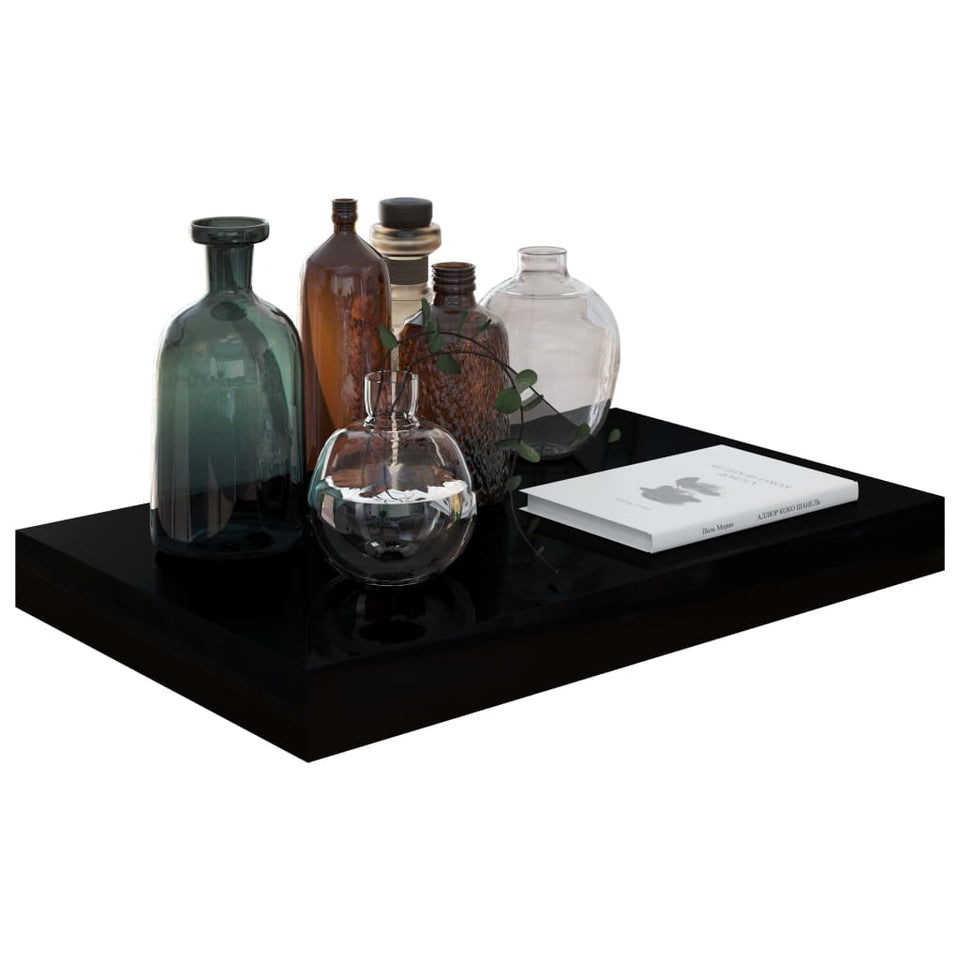 Floating Wall Shelves 4 pcs High Gloss Black 40x23x3.8 cm MDF