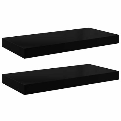 vidaXL Wall Shelf Set of 2 High gloss black Honeycomb MDF, metal
