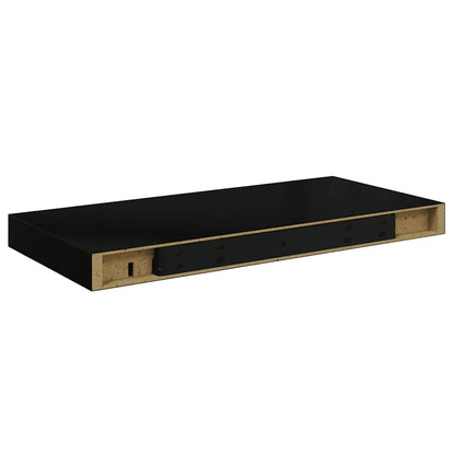 vidaXL Wall Shelf Set of 2 High gloss black Honeycomb MDF, metal