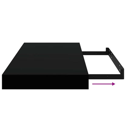 vidaXL Wall Shelf Set of 2 High gloss black Honeycomb MDF, metal