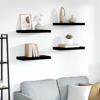 Floating Wall Shelves 4 pcs High Gloss Black 50x23x3.8 cm MDF