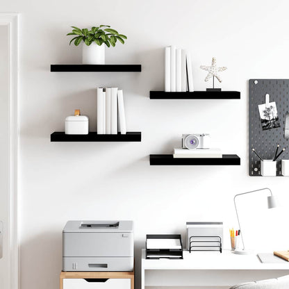 Floating Wall Shelves 4 pcs High Gloss Black 50x23x3.8 cm MDF